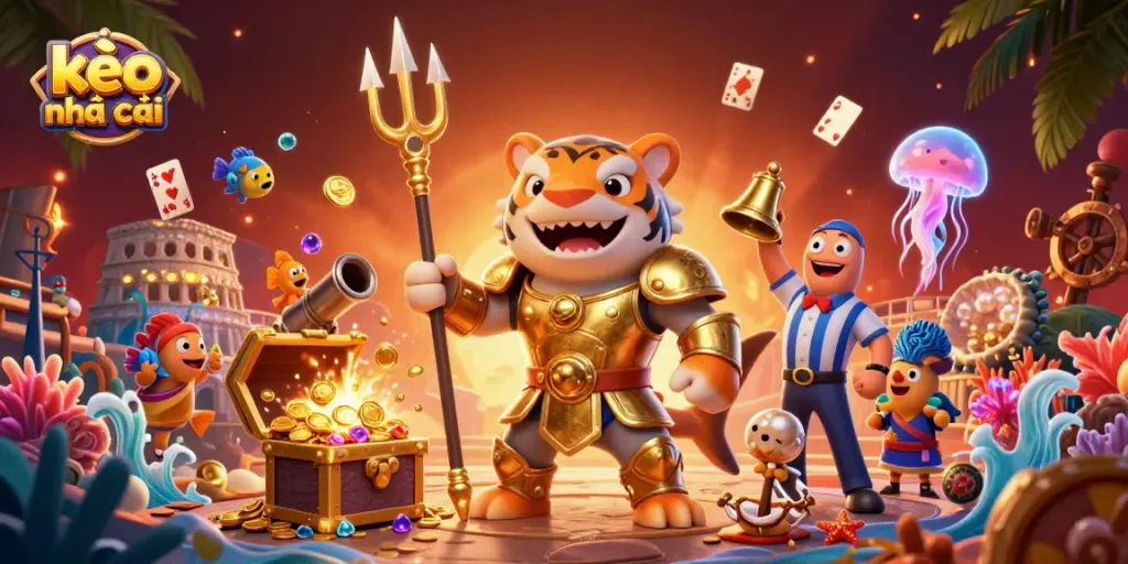 Engage with kèo nhà cái through a vibrant underwater colosseum scene.