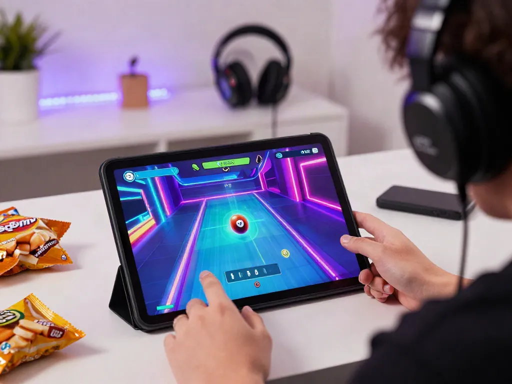 Engaging GGSOFT alternatif gaming scene featuring Bounce Ball on a tablet with a lively atmosphere.